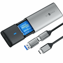 NVMe Gehäuse [Werkzeuglos], SETMSPACE M2 SSD Gehäuse [NVMe & SATA], M.2 SSD Gehäuse mit 2-in-1 Kabel, M2 USB Adapter für M-Key und B&M-Key, M2 SSD Case aus Aluminium- Grau Enclosure NVME/SATA SSD Enclosure Angebot bei HelloDeals