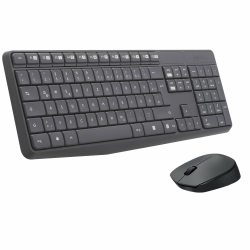 Logitech MK235 Kabelloses Set mit Tastatur und Maus für Windows, 2,4 GHz kabelloser Unifying-USB-Empfänger, 15 FN-Tasten, Lange Batterielaufzeit, PC, Laptop, Deutsches QWERTZ-Layout - Grau Angebot bei HelloDeals