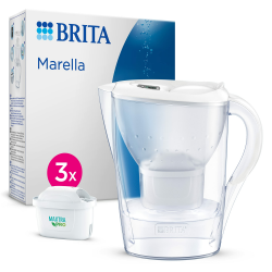 BRITA Wasserfilter-Kanne Marella weiß (2,4l) inkl. 3x MAXTRA PRO All-in-1 Kartuschen – Kanne mit Wasserfilter reduziert Kalk, Chlor, Blei, Kupfer & geschmacksstörenden Stoffen im Leitungswasser Angebot bei HelloDeals