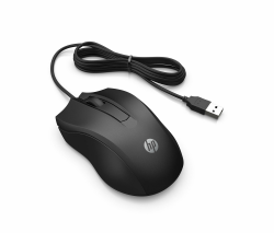 HP 100 Maus (kabelgebundene Maus, Linkshänder, Rechtshänder, bis 1.600 DPI, USB-A Anschluss) schwarz Angebot bei HelloDeals