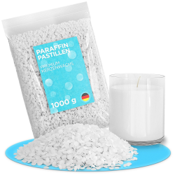 molinoRC Kerzenwachs - 1 kg REIN WEIßES Paraffinwachs für Kerzen - Qualität aus Deutschland - Kerzenwachs zum Gießen - sauber brennendes Schmelzlicht Wachs - Wachs für Kerzen - Wachspastillen 1000 g Angebot bei HelloDeals