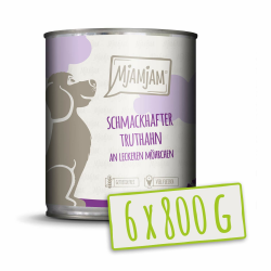 MjAMjAM - Premium Nassfutter für Hunde - schmackhafter Truthahn an leckeren Möhrchen, 6er Pack (6 x 800 g), getreidefrei mit extra viel Fleisch Single Truthahn 800 g (6er Pack) Angebot bei HelloDeals