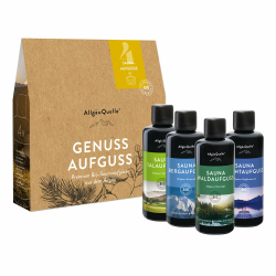 AllgäuQuelle® Saunaaufguss Set Bio 4er Sauna Zubehör 4x100ml Sauna Aufguss 100 ml (4er Pack) Angebot bei HelloDeals
