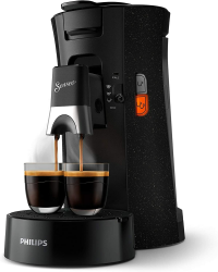 PHILIPS Senseo Select Kaffeepadmaschine – Kaffeestärkewahl Plus, Crema Plus Technologie, 0,9L Wassertank, Energiesparend, Zwei-Tassen-Funktion, Memo-Funktion, Höhenverstellbarer Auslauf (CSA240/20) Schwarz Eco Angebot bei HelloDeals