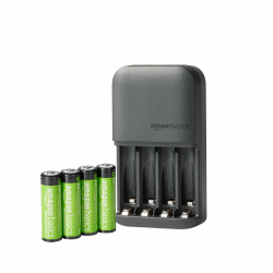 Amazon Basics AA NiMh Batterien, wiederaufladbar, mit Batterieladegerät für 4 Batterien, EU-Stecker, 4 Stück, Schwarz 4 Stück Charger + 4 AA Angebot bei HelloDeals