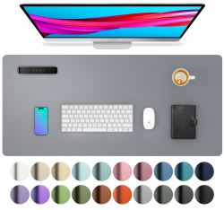 Aothia schreibtischunterlage,Mauspad, Büro-Schreibtischmatte, Rutschfester PU-Leder-schreibtischmatte,wasserdichter schreibunterlage für Büro und Zuhause (80cmx40cm, Hellgrau) 40 x 80 cm Hellgrau Angebot bei HelloDeals