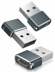 Basesailor USB auf USB C Adapter für iPhone 16 15 14 Pro Max Plus 3 Pack,USBC Buchse zu USB A Stecker Ladegerät Netzteil für iPad 10 Mini 7 Air,Apple Watch 8 9 S10,Samsung Galaxy S24 A55 Ultra,Carplay Grau Angebot bei HelloDeals