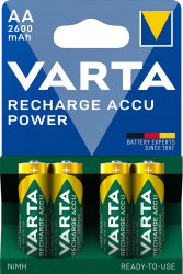 VARTA Batterien AA, wiederaufladbar, Recharge Accu Power, Akku, 2600 mAh Ni-MH, ohne Memory Effekt, vorgeladen, sofort einsatzbereit, 4 Stück,1er Pack AA, 2600 mAh 4 Stück Angebot bei HelloDeals