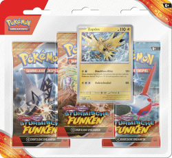 Pokémon 3er-Pack-Blister Karmesin & Purpur – Stürmische Funken: Zapdos Angebot bei HelloDeals