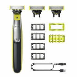 Philips OneBlade 360 Face & Body - Elektrischer Bartschneider, Rasierer und Bodygroomer zum Trimmen, Stylen und Rasierern, 3x 360 Klingen, 4x Trimmaufsätze (1,2,3,5mm), 2x Körperaufsätze, QP2834/31 3 x 360 Klingen, Trimmaufsatz & Körper-Kit Angebot bei HelloDeals