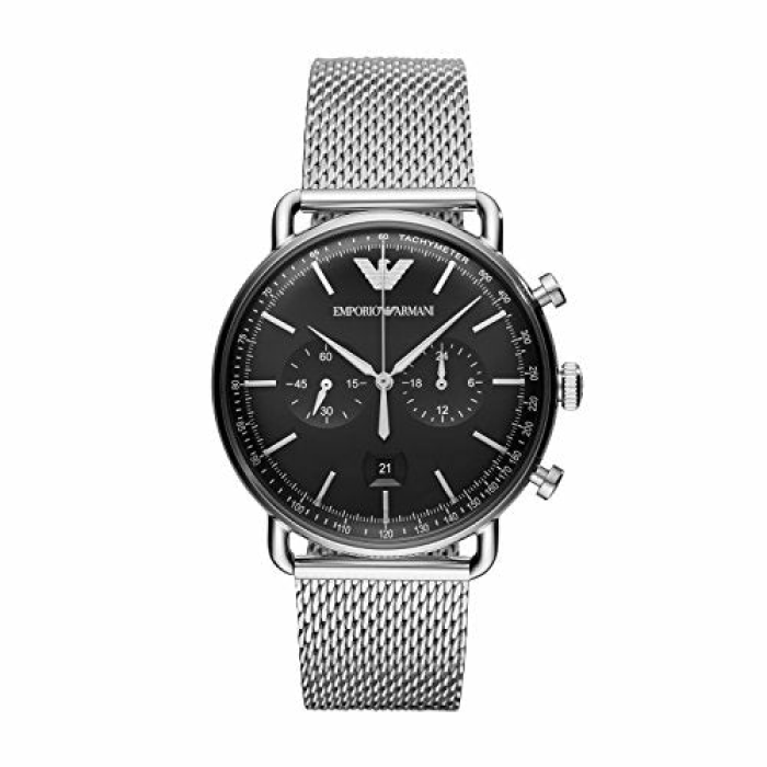 Emporio Armani Herren Chronograph Quarz Uhr mit Edelstahl Armband