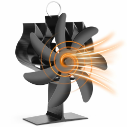 Nigecue Kaminventilator Ohne Strom, Ofenventilator mit 7 Blättern für Kaminofen, Leiser Betrieb Wärmebetriebener Ventilator mit Thermometer, Effiziente Wärmeverteilung für Holzbrenner und Kamin Angebot bei HelloDeals