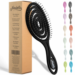 Ninabella Haarbürste ohne Ziepen für Damen, Herren & Kinder - Entwirrbürste auch für Locken & Lange Haare - Einzigartige Profi Detangler-Bürste mit Spiralfeder - Schwarz Angebot bei HelloDeals