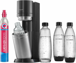 SodaStream Wassersprudler DUO mit Quick-Connect CO2-Zylinder| inkl. 2x 1L Glasflasche und 2x 1L FUSE Kunststoffflasche (spülmaschinengeeignet) | Farbe: Titan Family Pack (4x Flaschen & mit CO²-Cylinder) Angebot bei HelloDeals