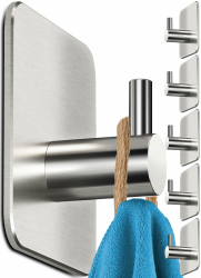 Menz Handtuchhalter ohne Bohren, 6 Stück - Edelstahl Klebehaken extra-stark, rostfrei, ideal als Handtuchhaken für Bad & Küche - Premium Haken selbstklebend inkl. Klebe-Pads Klassisch - 6 Stück Silber Angebot bei HelloDeals