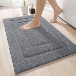 DEXI Badteppich rutschfeste,weicher Badezimmerteppich Wasserabsorbierend Badematte maschinenwaschbar Badvorleger für Dusche,Badewanne und Toilette - Grau,50 x 80 cm 50 x 80 cm (Rechteckig) Grau Angebot bei HelloDeals