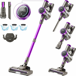 Suafsu Akku Staubsauger Kabellos 45000Pa 550W Akkusauger - Bis zu 65 Min Laufzeit mit LED Display und Anti Tangle Bürste Für Tierhaare Hartböden Teppich Angebot bei HelloDeals