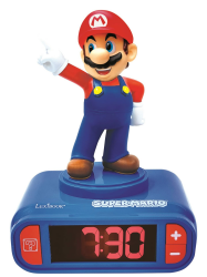 Lexibook - Nintendo Super Mario - Wecker Nachtlicht, Leuchtfigur, Auswahl aus 6 Alarmen, 6 Soundeffekten, Uhr, Wecker für Jungen und Mädchen, Snooze, für 3 plus Jahren, Blau/Rot - RL800NI Super Mario - Mario Angebot bei HelloDeals
