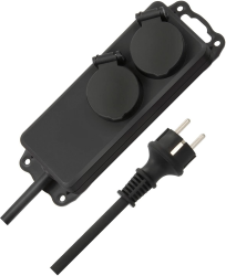 Brennenstuhl Steckdosenverteiler IP44 2-Fach (Steckdosenleiste für den Baustelleneinsatz und den ständigen Einsatz im Freien, 2m Kabel) schwarz Angebot bei HelloDeals