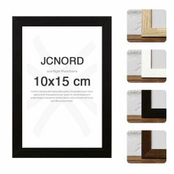 JCNORD Schwarzer MDF Holz Bilderrahmen 10x15 cm mit bruchsicherem Acrylglas | Moderner Fotorahmen für Wände und Tische 10 x 15 cm Schwarz Angebot bei HelloDeals