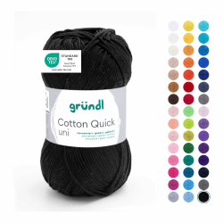 Gründl Wolle Cotton Quick uni Garn zum Stricken & Häkeln aus 100 % Baumwolle, 1 Knäuel 50 g / 125 m, Häkelgarn/ Strickgarn , Schwarz Angebot bei HelloDeals