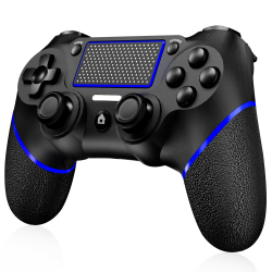 Wireless Controller für PS-4, Game Controller Kompatibel mit PS-4/Slim/Pro/PC, mit Dual Vibration/6-Achsen Gyro Sensor/Hochpräzises Touchpanel/Audio Jack, 360°-Joystick Präzise Kontrolle - Blau Angebot bei HelloDeals