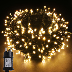 LED Lichterkette Kette Leuchte auf Dunkelgrün Kabel mit 12 Modi und Timer für Weihnachten Baum Garten Party Dekoratives Beleuchtung (100 LEDs, Warmweiß) 100 LEDs Warmweiß Angebot bei HelloDeals