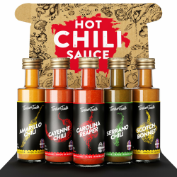 TIMBER TASTE® Chili Sauce Geschenkset [5 x 40 ml] | Color Hot Sauce Set - Scharfe Soßen Geschenkset | Geschenke für Männer & Frauen | Scharfe Chili Sauce | Chili Geschenk - Chili Soße Geschenkset COLOR Hot Chili Angebot bei HelloDeals