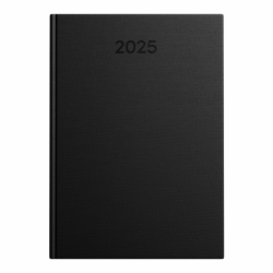 Idena 11134 - Buchkalender DIN A5 2025, 1 Tag auf 1 Seite, Sa/So auf 1 Seite, Terminplaner mit wattiertem Hardcover-Einband in Schwarz und Leseband Angebot bei HelloDeals