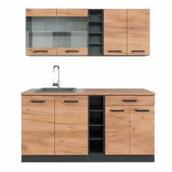 Vicco Singleküche R-Line, Goldkraft Eiche/Anthrazit, 160 cm, AP Eiche Angebot bei HelloDeals