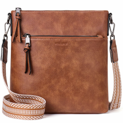 Roulens Mittel Damen Umhängetaschen, Leicht Damen Schultertasche aus Veganes Leder, Crossbody Bags für Frauen mit Verstellbar Abnehmbar Breiter Gurt A-braun Angebot bei HelloDeals