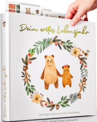 Milula Studios Mein Erstes Jahr Babyalbum - Hardcover Babybuch Erinnerungsbuch zum Ausfüllen - Fotoalbum Baby Selbstgestalten - Babyparty Junge & Mädchen - Sinnvolle Geschenke zur Geburt Mein 1. Jahr Angebot bei HelloDeals