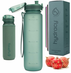 Hydracy Trinkflasche mit Fruchteinsatz - 1L Wasserflasche - BPA-freie Trinkflasche mit Zeitmarkierung Auslaufsichere Sportflasche - Kondensationsfrei für Sport und Outdoor Mondlichtgrün 1L - Schnelltrink Angebot bei HelloDeals
