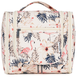 Kulturbeutel Damen & Kulturbeutel Herren - Kinder Kulturtasche Zum Aufhängen & Männer Kosmetiktasche - Waschtasche für Frauen & Mädchen Beiger Flamingo (Groß) Angebot bei HelloDeals