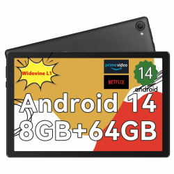 HotLight Android Tablet 10 Zoll - Android 14 Octa Core Tablet mit OTG-Übertragung und Wi-Fi 6G Widevine L1 8GB+64GB+1TB TF 5000mAh Type- C Kopfhöreranschluss Gesichtserkennung Tablet PC - Schwarz Angebot bei HelloDeals