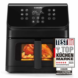 COSORI Heißluftfritteuse Airfryer, 12-in-1 Air Fryer XXL 6,2L, Heissluftfritteuse mit Sichtfenster & Shake-Reminder, 80 Rezepte, 55 Prozent energiesparend, spülmaschinenfeste Körbe 6.2L Clear Blaze Schwarz Angebot bei HelloDeals
