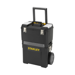 Stanley Rollende Werkstatt (47,3 x 30,2 x 62,7 cm, zwei separat verwendbare Werkzeugboxen, robuster Kunststoff, zwei Einheiten, Metallschließen, Organizer) 1-93-968 1 Schwarz Angebot bei HelloDeals