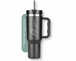 Milu Thermobecher 1200ml mit Strohhalm und Henkel – 48h Eis/24h kalt/12h heiß Edelstahl Tumbler 40oz mit Griff - Isolierbecher to go - Isolierflasche Trinkflasche doppelwandig isoliert (Gravur, 1,2L) 1200ml Gravur Angebot bei HelloDeals