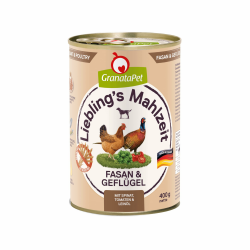 GranataPet Liebling's Mahlzeit Fasan & Geflügel, Nassfutter für Hunde, Hundefutter ohne Getreide & ohne Zuckerzusätze, Alleinfuttermittel, 6 x 400 g Fasan & Geflügel 400 g (6er Pack) Angebot bei HelloDeals