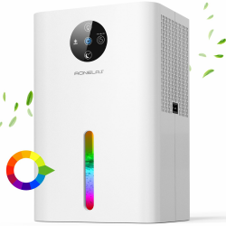 Luftentfeuchter Elektrisch 1800 ML,Tragbarer Raumentfeuchter Extra leise,Automatisches Abtauen,7 Farbiges LED Licht Dehumidifiers für Zuhause Weiß Angebot bei HelloDeals