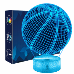 Basketball Geschenke für Jungen, Basketball 3D Nachtlicht, 3D Optische Täuschungs Lampe, 16-Farbig Dimmbar und Fernbedienbar, Geburtstag Weihnachtsgeschenke für Mädchen Wohnzimmer Schlafzimmer Farbe 5 Angebot bei HelloDeals