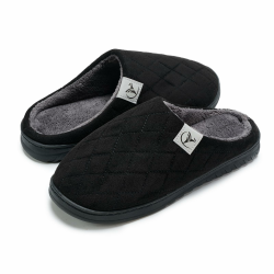 welltree Herren Hausschuhe Haus Weichem Plüsch Memory Foam Winter Indoor Schlafzimmer Warme Baumwolle Schuhe Anti-Slip 46/47 EU Schwarz Rhombus Angebot bei HelloDeals
