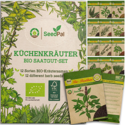 BIO Kräutersamen Set von SeedPal | 12 Sorten Saatgut Set der beliebtesten Küchenkräuter | eigener Kräutergarten für Küche oder Balkon | nachhaltiges Kräuter Samen Saatgut | samenfeste Gartenkräuter Angebot bei HelloDeals