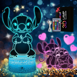 Eygerur 2 Stück Stitch Lampe, Lilo und Stitch Geschenke, 3D LED Illusion 16 Farben Stitch Nachtlicht USB Smart Touch Fernbedienung Tischlampe Stitch Licht für Kinderzimmer Dekoration Urlaub Geschenke Licht-03 Angebot bei HelloDeals
