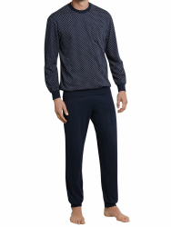 Schiesser Herren Schlafanzug lang mit Bündchen - Nightwear Set 52 Dunkelblau_159620 Angebot bei HelloDeals