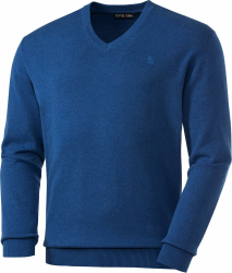 Otto Kern Pullover Herren mit V-Ausschnitt, Strickpullover aus 100% Baumwolle, Bequemes Sweatshirt in Regular-Fit Passform, Gr. M – 3XL XL Blau Angebot bei HelloDeals