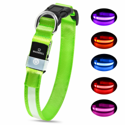 Leuchthalsband Hund, Hundehalsband Leuchtend Aufladbar, LED Halsband für Hunde Leuchtband Einstellbar Wasserdicht mit 3 Lichtmodi Sicherheit für Kleine Mittlere Große Hunde, Grün M M(38-50cm/15-19.7inch) Grün Angebot bei HelloDeals