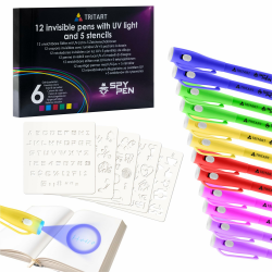 Tritart Zauberstifte 22er Set mit 13 Zauberstiften + 6 Schablonen + 3 Malpapiere - Spicker Stift für Kinder UV Licht Lampe - Schwarzlicht Geheimstift für Geburtstage Angebot bei HelloDeals