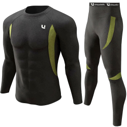 UNIQUEBELLA Thermo Unterwäsche Set, Funktionswäsche Herren Skiunterwäsche Winter Suit Ski Thermo-Unterwäsche Thermowäsche Unterhemd + Unterhose L Schwarz Angebot bei HelloDeals