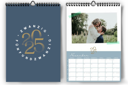 Bastelkalender 2025 A4 Wandkalender selber gestalten|[Blattgold] Kalender als Fotokalender zum Selbstgestalten |Kreativkalender mit Platz zum Einkleben von Bildern 2025 Runde Jahreszahl Angebot bei HelloDeals